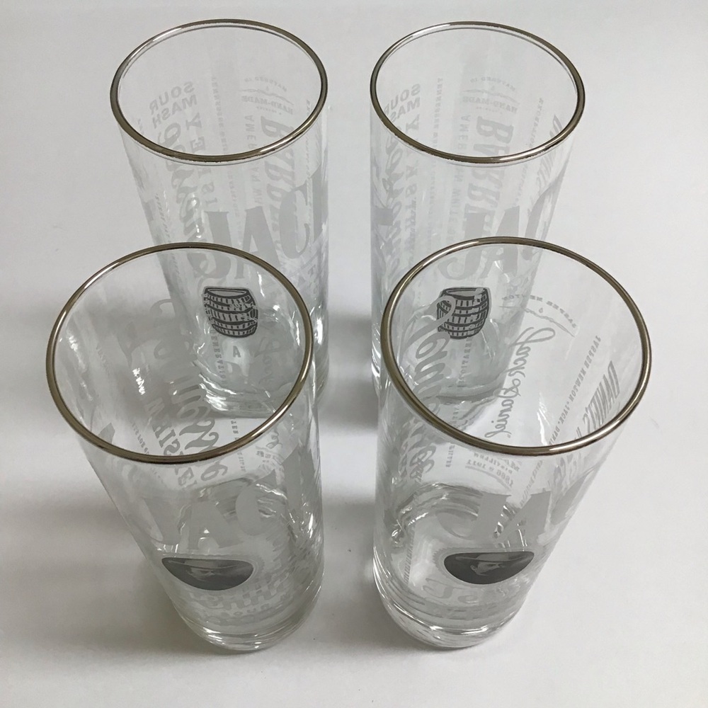 Jack Daniels Whiskey 4 Highball Tumbler Glasses Tall Boy 10 oz Old No. 7 Bar USA - Picture 7 of 16